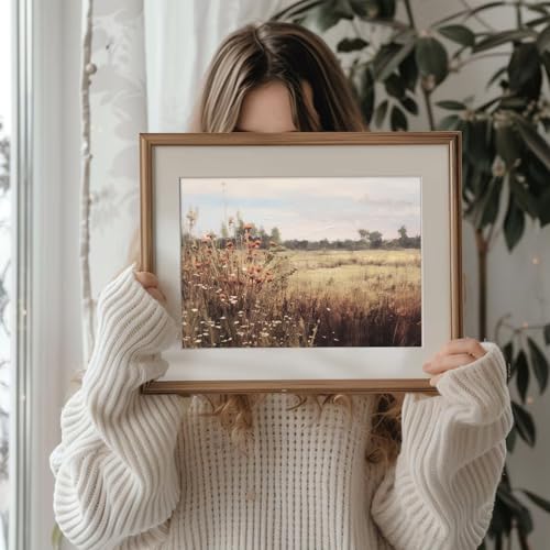 Uniro Vintage Wildflowers Wall Art for Bedroom Decor, Rustic Farmhouse Wall Decor Autumn Countryside Wall Painting Canvas Prints Landscape Oil Painting Fall Wall Decor Vintage Art Pictures for Bedroom Bathroom Kitchen Decor( 8" x 10"-UNFRAMED) - color: Fa