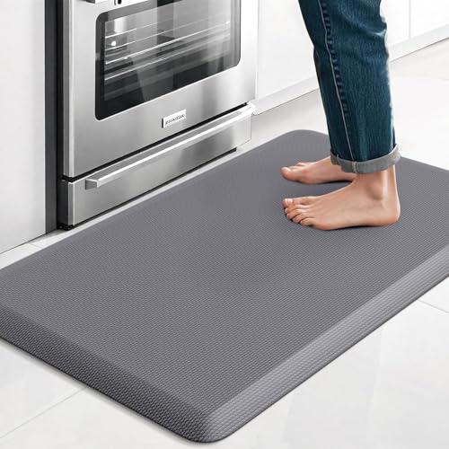 TranquilRelax Kitchen Mat, Grey, 17.3''x28'' | Thick Floor Comfort Anti-Fatigue Mat, Non-Slip, Water Resistant, Stain Resistant, Easy Clean, for Kitchen, Sink, Office,Home - color: Grey, size: 28"L x 17.3"W x 0.5"Th