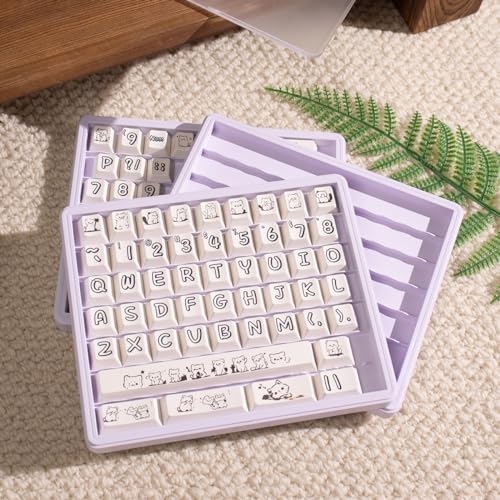 Sumgsn Keycaps Storage Box, Keycaps Container, 130 Keys Transparent Display Case Holds 7u Spacebar/Big Enter Key for XDA/Cherry/MOA/MAO Profile Mechanical Keyboard (Purple) - color: purple