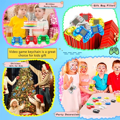 18 Pack Mini Video Game Keychain Small Gamepads Keychains for Video Game Party Favors Birthday School Party Gifts (Color Style 1)