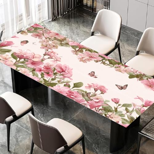 Pink Floral Butterfly Desk Sticker, Spring Flower Desktop Decor, Waterproof Table Surface Protector for Home Office, 39.37x23.62 Inch - color: Colorful223