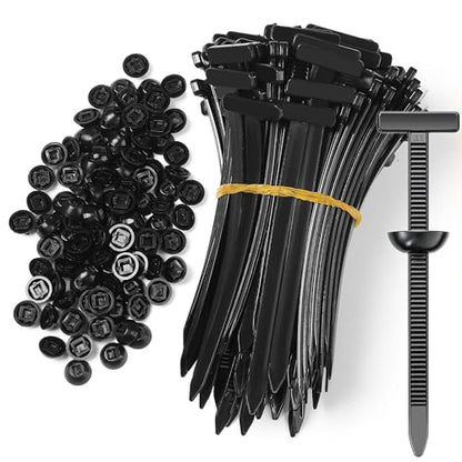 100 Pcs Nylon Universal Cable Tie Buckle - New T Multifunctional Nylon Zip Ties With Pin & Button Design Plastic Cable Fixion Tools Fasteners UV Resistant Zipties for Cars Daily Repair Bumper Clips