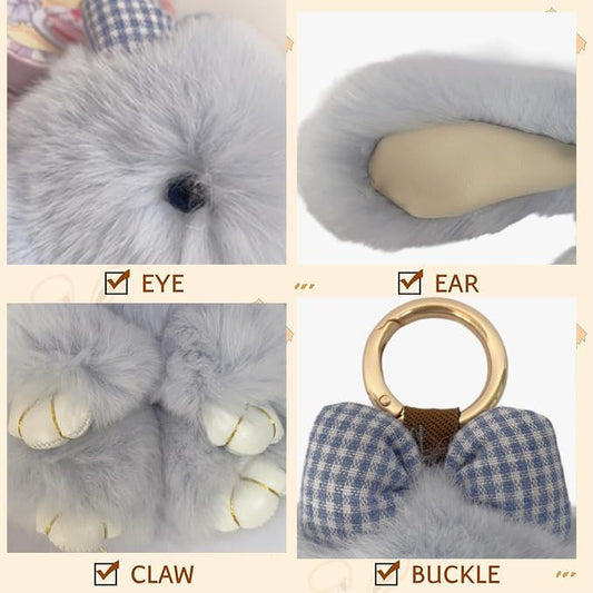 Handmade Soft Bunny Keychain, Includes Matching Tin, Charming Rabbit Design, Perfect for party gifts, Christmas. - color: Coffee, size: big