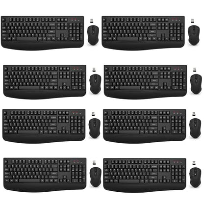 Wireless Keyboard and Mouse Combo, EDJO 2.4G Full-Sized Ergonomic Computer Keyboard with Wrist Rest and 3 Level DPI Adjustable Wireless Mouse for Windows, Mac OS Desktop/Laptop/PC(8 Pack) - color: Black-8 Pack