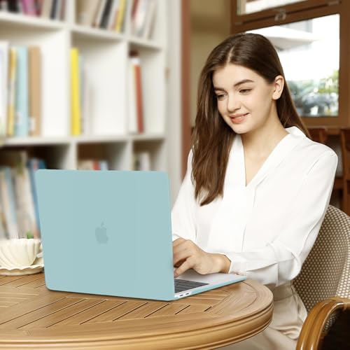 MOSISO Compatible with MacBook Air 13 inch Case 2022 2021 2020 2019 2018 Release A2337 M1 A2179 A1932 Touch ID, Plastic Hard Shell Cover&Keyboard Cover for MacBook Air 13.3 inch Case, Aquamarine - color: Aquamarine