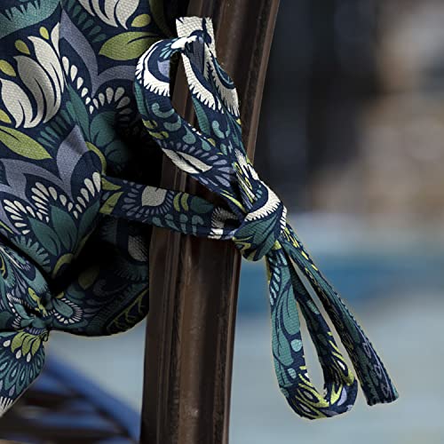 Arden Outdoor Midback Chair Cushion, 18 x 16.5, Water Repellent, Fade Resistant 18 x 16.5, Sapphire Aurora Blue Damask - color: Sapphire Aurora Blue Damask