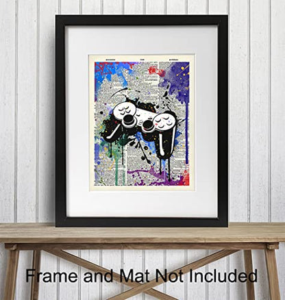 Remote Control Wall Decor - Gaming Graffiti Art - Street Art Poster Print for Game Room, Dorm, Bar, Boys Room, Bedroom - Gift for Gamers, Xbox, PS4, Playstation, Video Game, Arcade Fans, Men, Teens - size: 8"L x 10"W