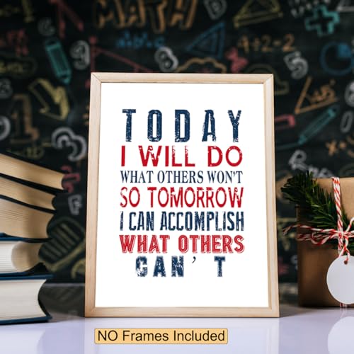 Football Motivational Posters - Inspirational Art Prints For Boys Bedroom, Teenage Room Decor - Set Of 6 8x10 In