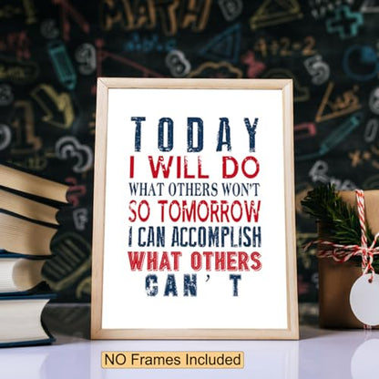 Football Motivational Posters - Inspirational Art Prints For Boys Bedroom, Teenage Room Decor - Set Of 6 8x10 In