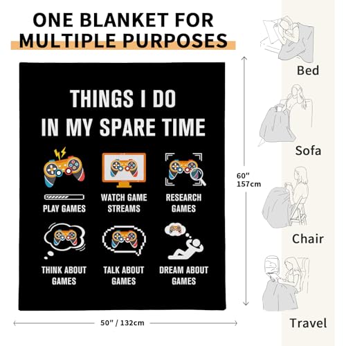 Gamer Gifts for Men Boys Girls, Flannel Soft Gaming Blanket, Gaming Equipment Accessories Stuff for Teen Boys Gift - 50" x 60" - color: Gaming