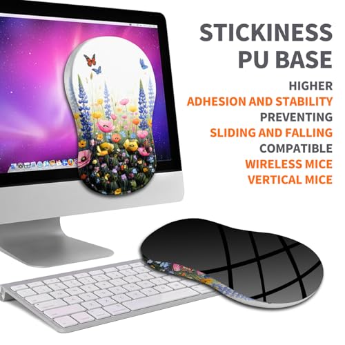 Ergonomic Joint Wrist Support Mouse Pad with Memory Foam Cushion Massage Bump, Carpal Tunnel Pain Relief Mousepad Slope Design for Wrist Rest, 11.8x7.9 in, Wild Flower - color: Wild Flower