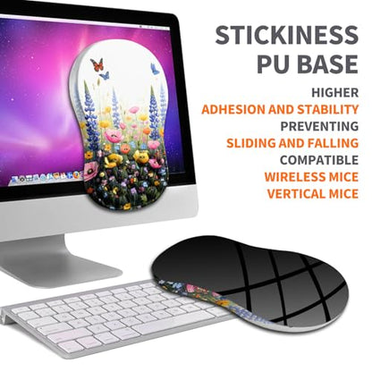 Ergonomic Joint Wrist Support Mouse Pad with Memory Foam Cushion Massage Bump, Carpal Tunnel Pain Relief Mousepad Slope Design for Wrist Rest, 11.8x7.9 in, Wild Flower - color: Wild Flower