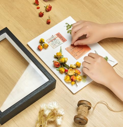 8x10 Shadow Box Picture Frame Display Case with Real Glass Panel and Soft Linen Back,Black Deep Shadow Memory Box Frame 8x10 for Flower Baby Pet Wedding Photo Craft Memorial Gift - color: Black + Thickened Panel + Foam Packaging, size: 8x10-2 Pack