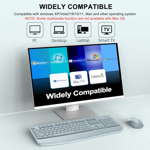 Wireless Keyboard and Mouse Combo, ULSOU 2.4G Full-Sized Ergonomic Computer Keyboard with Wrist Rest and 3 Level DPI Adjustable Wireless Mouse for Windows, Mac OS Desktop/Laptop/PC(Grey) - color: Grey