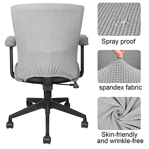Tallew 4 Pcs Office Chair Covers Set Computer Universal Protective Stretchable Chair Seat Covers Desk Armrest Slipcovers Pads Office Cushion Backrest for Rotating (XL,Silver Gray) - color: Silver Gray