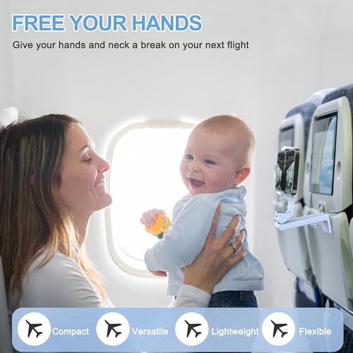 Perilogics Airplane Phone Holder Mount Universal in Flight Hands Free Viewing with Multi-Directional Dual 360 Degree Rotation. The Go-to Choice for Frequent Flyers and Travelers’ Favorite. - color: Blue / White