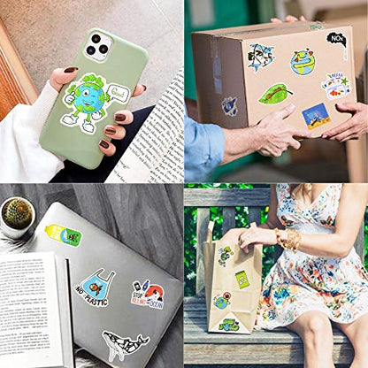 Earth Day Stickers Pack 50PCS, Environmental Protection Waterproof Vinyl Earth Stickers for Water Bottles, Laptop, Tumbler, Scrapbook, Journal, Eco Theme Party Favors - style: Earth Stickers