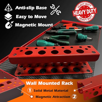 ULIBERMAGNET Magnetic Screwdriver Holder,Heavy Duty Pliers Metal Organizer Rack,Wall Mount Garage Organizer for Screwdriver, Plier, Shears,Tools Holder Rack for Garage,Tool Cart,Pegboards,Workbench - style: Red Magnetic Screwdriver Rack