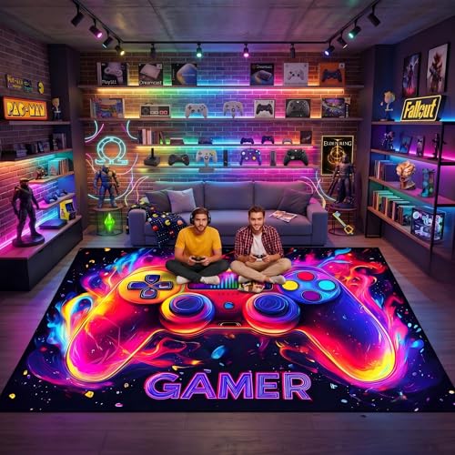 Gaming Rug for Boys Room - Gamer Rug, 9'x12' Gaming Carpet for Teens Boys Bedroom Playroom Decor, Game Controller Carpet for Office Computer Chair Floor Mats - color: Gaming-433, size: 9' x 12' (Rectangular)