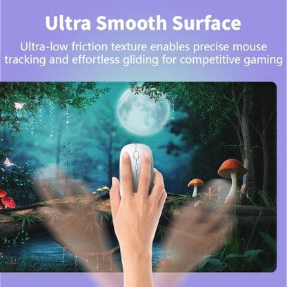 Large Gaming Mouse Pad (31.5" x 15.8") - Enchanted Forest Night Mushrooms and Fairies Fairy Tale, Extra XXL Office Accessories, Premium Stitched Anti-Slip Office Desk Mat - color: Fantasy Forest