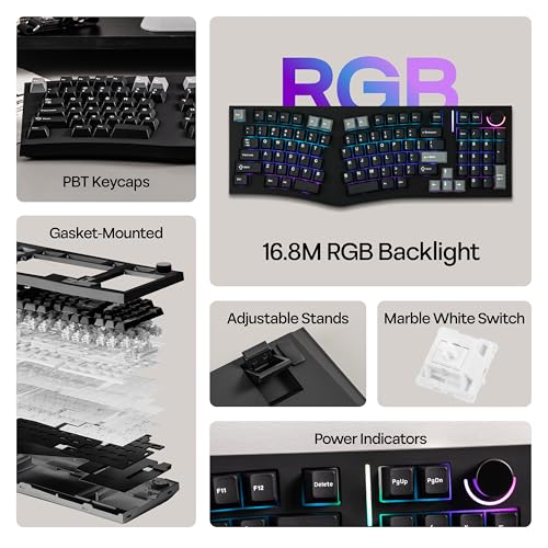 MechLands Feker Alice98 Ergonomic 98 Keys Custom Mechanical Keyboard, VIA Programmable, USB-C Wired Gaming Keyboard, Hot Swappable, 5 Layer Paddings, Control Knob, NKRO, RGB for Win/Mac (Black) - color: Black
