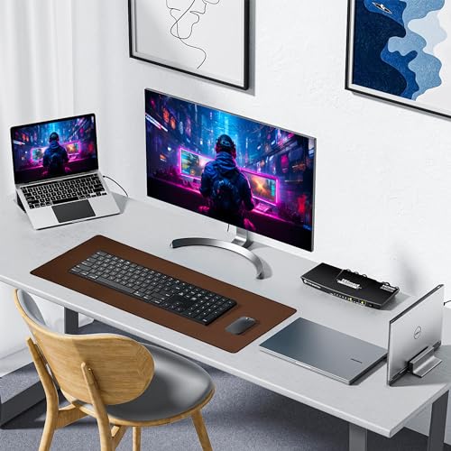 ALOANES Waterproof Mouse Pad with Durable Stitched Edge, Gaming Keyboard, Non-Slip Rubber Base Mouse Mat, Extended Desk pad for Gamer, Office& Home, Brown Mousepad 3XL(35.43"x15.74"x0.12") - color: 02- Brown, size: 3XL(35.4" x 15.7")