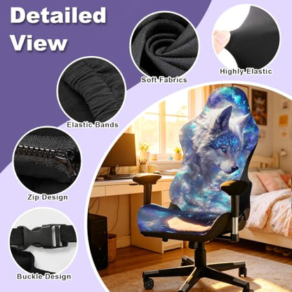Gaming Chair Covers, 3D Printing Stretchable Soft Non-Slip Easy to Install Gamer Chair Cover with Armrest Cover(No Chair)(M) - color: M