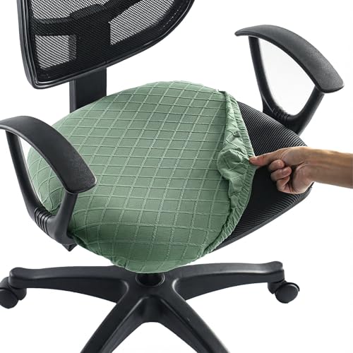 Stretch Jacquard Office Chair Cover, Removable Washable Desk Chair Cover, Anti-dust Seat Cushion Protectors - Green - color: Green, size: Chair Seat Cover