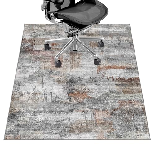 Office Chair Mat for Hardwood Floor&Tile Floor,36"X 48" Heavy Duty Desk Chair Mat for Hard Floors,Under Desk Rug for Rolling Computer Chair,Anti Slip,Low Pile Carpet Floor-Abstract Grey - color: Abstract Grey, size: 36"X 48"