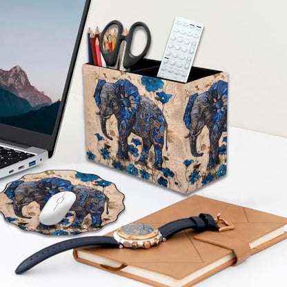 Pen Holder and Anti-Slip Mouse Pad Combination, Makeup Brush Storage Box, Tableware Storage Box, Suitable for Office and Home - Blue Spotted Weevil - color: Blue Spotted Weevil