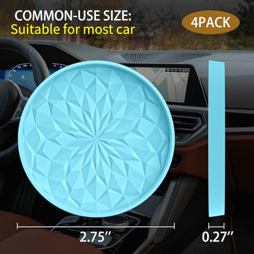 ME.FAN Car Coasters for Cup Holders [4 Pack] - 2.75In Silicone Auto Mug Mats - Universal Non-Slip Recessed Car Interior AccessoriesSky Blue - color: 4pack-sky Blue