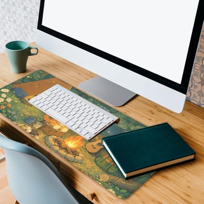 Cute Cat Gaming Mouse Pad Cozy Camping XL Mouse Pad Large Mousepad Extended Laptop Keyboard Mat Gaming Desk Pad Mouse Mat Office Computer Keyboard Laptop 31.5"x11.8" - color: Cute Cat, size: 31.5L x 11.8W inches