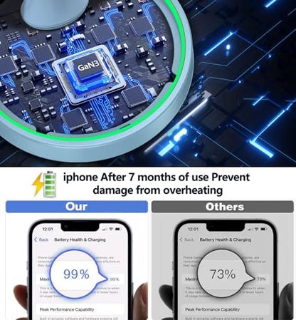 Magnetic Wireless Charger Stand 15W Fast Magnetic Charger for iPhone 17 /17 pro/ 17 Air/ 17 pro max 16/15/14/13/12 Series Magnet Wireless Charging Station/Pad with Sleep-Friendly Light for AirPods - color: Magnetic Blue