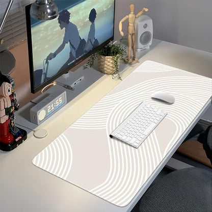 iCasso Big Desk Pad, XXL Extended Gaming Mouse Pad, Large Mouse Pad for Desk Rubber Base Mousepad with Stitched Edges, Keyboard Mouse Mat for Work, Game, Office, Home, Lines - color: Lines