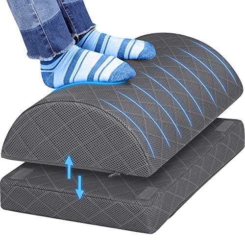 CushZone Foot Rest,Desk & Gaming Accessories,Foot Rest for Under Desk at Work,Comfortable Footrest with 2 Adjustable Heights & Removable Cover, Office Desk Accessories（Gray） - color: Grey, size: Medium