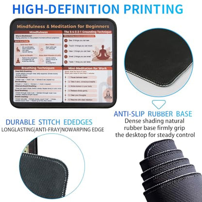 Mindfulness Meditation Mouse Pad, 5-4-3-2-1 Grounding Technique Desk Mat, Non-Slip Smooth Mousepad for Stress Relief Anxiety Relief - color: Mindfulness Stress Relief