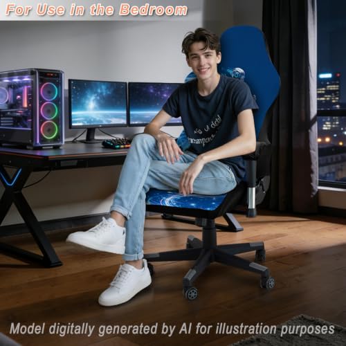 Gaming Chair Covers, 3D Printing Stretchable Soft Non-Slip Easy to Install Gamer Chair Cover with Armrest Cover(No Chair)(J) - color: J