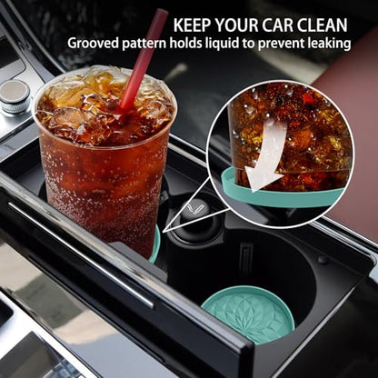 ME.FAN Car Coasters for Cup Holders [4 Pack] - 2.75in Silicone Auto Mug Mats - Universal Non-Slip Recessed Car Interior Accessories Teal Blue - color: 4pack-teal Blue