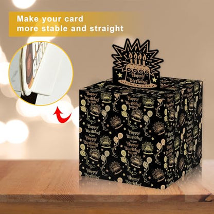 Black Gold Surprise Birthday Gift Set, Birthday Surprise Box for Women, Happy Birthday Box for Cash Gift - Fun and Loving Way Gift - color: Balck Gold