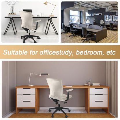 Tallew 4 Pcs Office Chair Covers Set Computer Universal Protective Stretchable Chair Seat Covers Desk Armrest Slipcovers Pads Office Cushion Backrest for Rotating(Cream) - color: Cream