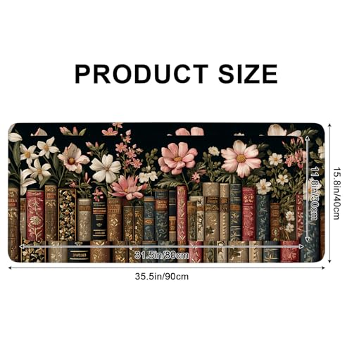 Mouse Pad, Large Anti-Slip with Stitched Edges Desk Mat Desktop Laptop Computer Desk Keyboard Mat,Table Protector Blotter Mat (Book, 31.5" x 11.8") - color: Book, size: 31.5" x 11.8"