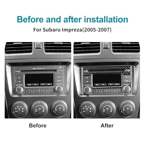 AIRSPEED for Subaru Impreza 2005 2006 2007 Center Screen CD Button Frame Cover Carbon Fiber Center Console Interior Trim Accessories, Black - color: CD Button Frame Black