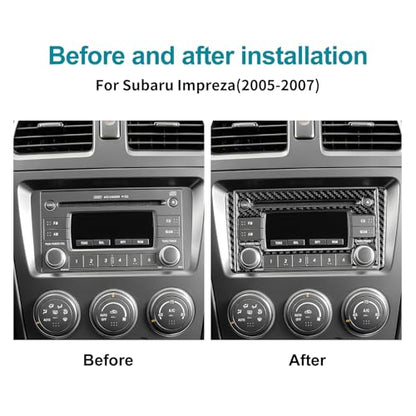AIRSPEED for Subaru Impreza 2005 2006 2007 Center Screen CD Button Frame Cover Carbon Fiber Center Console Interior Trim Accessories, Black - color: CD Button Frame Black