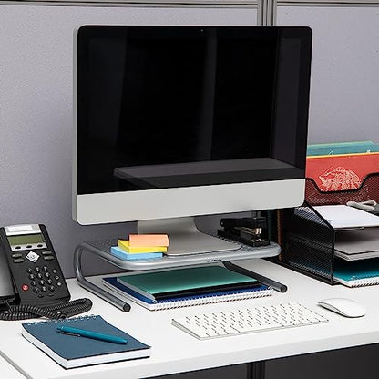 Mind Reader Monitor Stand, Ventilated Laptop Riser, Desktop Organizer, Metal, 14.5"L x 11.25"W x 4.25"H, Set of 2, Silver - size: 14.5"L x 11.25"W x 4.25"H