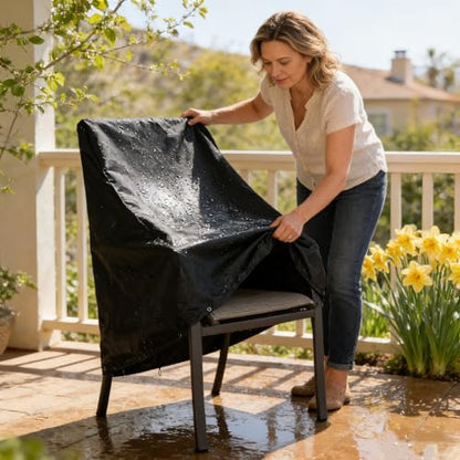 RosieLily Patio Chair Covers High Back Outdoor Bar Stool Covers (1 Pack-Black, 28.35"W x 36.22"D x 47.24"H) - color: 1 Pack-Black, size: 28.35"W x 36.22"D x 47.24"H