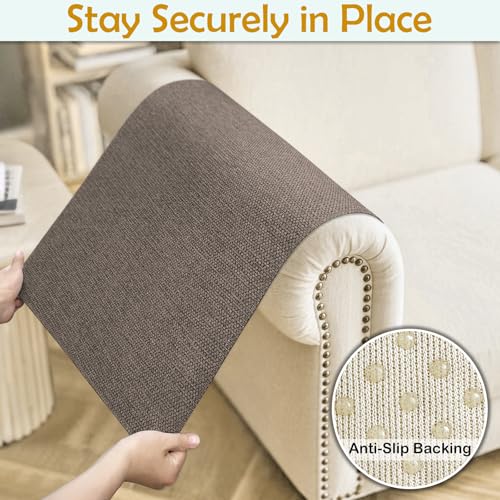 Couch Arm Covers, Waterproof Armrest Cover for Sofa, Loveseat, Armchair, Non-Slip Recliner Arm Cover, Sofa Arm Covers, Headrest Cover, Arm Chair Covers Set of 2 (Brown, 24"×20") - color: Brown, size: 24" x 20" - 2 pcs