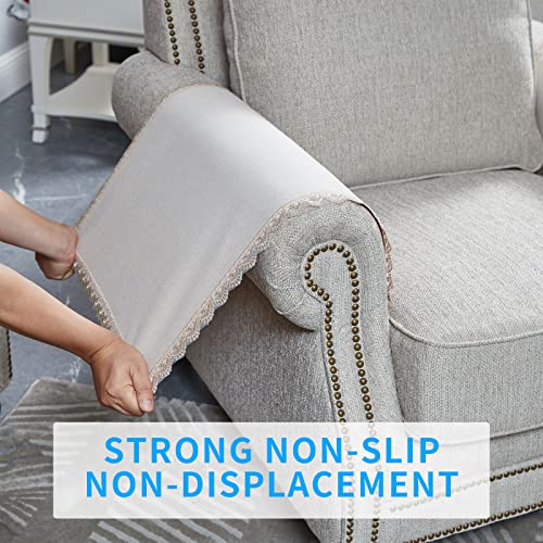 MINJIATEX Couch arm Covers, Non-Slip (2 pcs), Washable, for Living Room Recliner Chair, Protectors for Leather Sofa armrest slipcover, JYS-Beige - color: Jys-beige