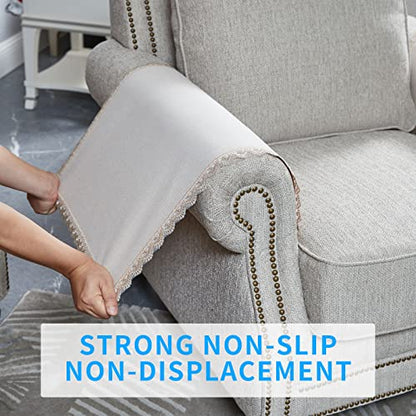 MINJIATEX Couch arm Covers, Non-Slip (2 pcs), Washable, for Living Room Recliner Chair, Protectors for Leather Sofa armrest slipcover, JYS-Beige - color: Jys-beige