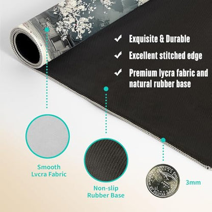 Extended Gaming Mouse Pad, Large Mouse Mat 3 mm Nature Rubber Base Mousepad with Stitched Edges, Non-Slip Desk Mat for Office Home Great Gift 31.5x11.8 Inch (Japanese Ink 4) - color: Japanese Ink 4
