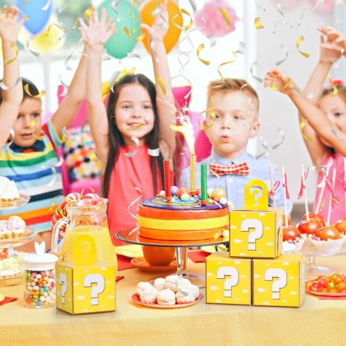 Eaezerav 24 Pcs Video Game Theme Party Treat Boxes Mystery Video Game Gift Box with Question Mark Cardboard Snack Candy Boxes for Kids Birthday Party Favors Decorations
